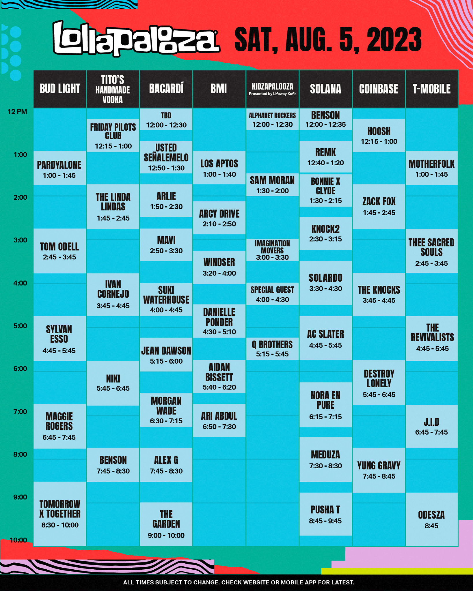 2023 Lollapalooza Schedule Announced! 3