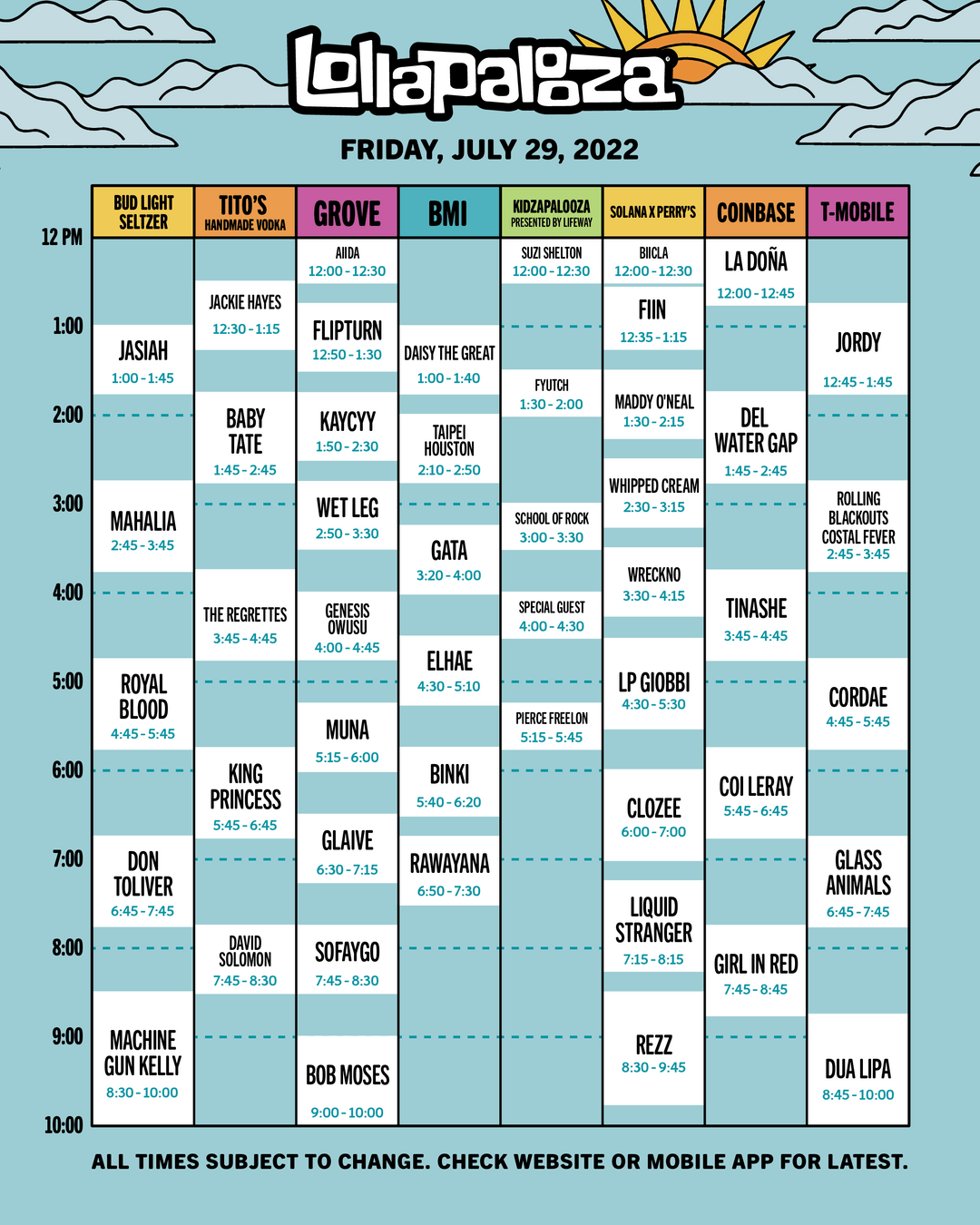 2022 Lollapalooza Schedule Announced 3
