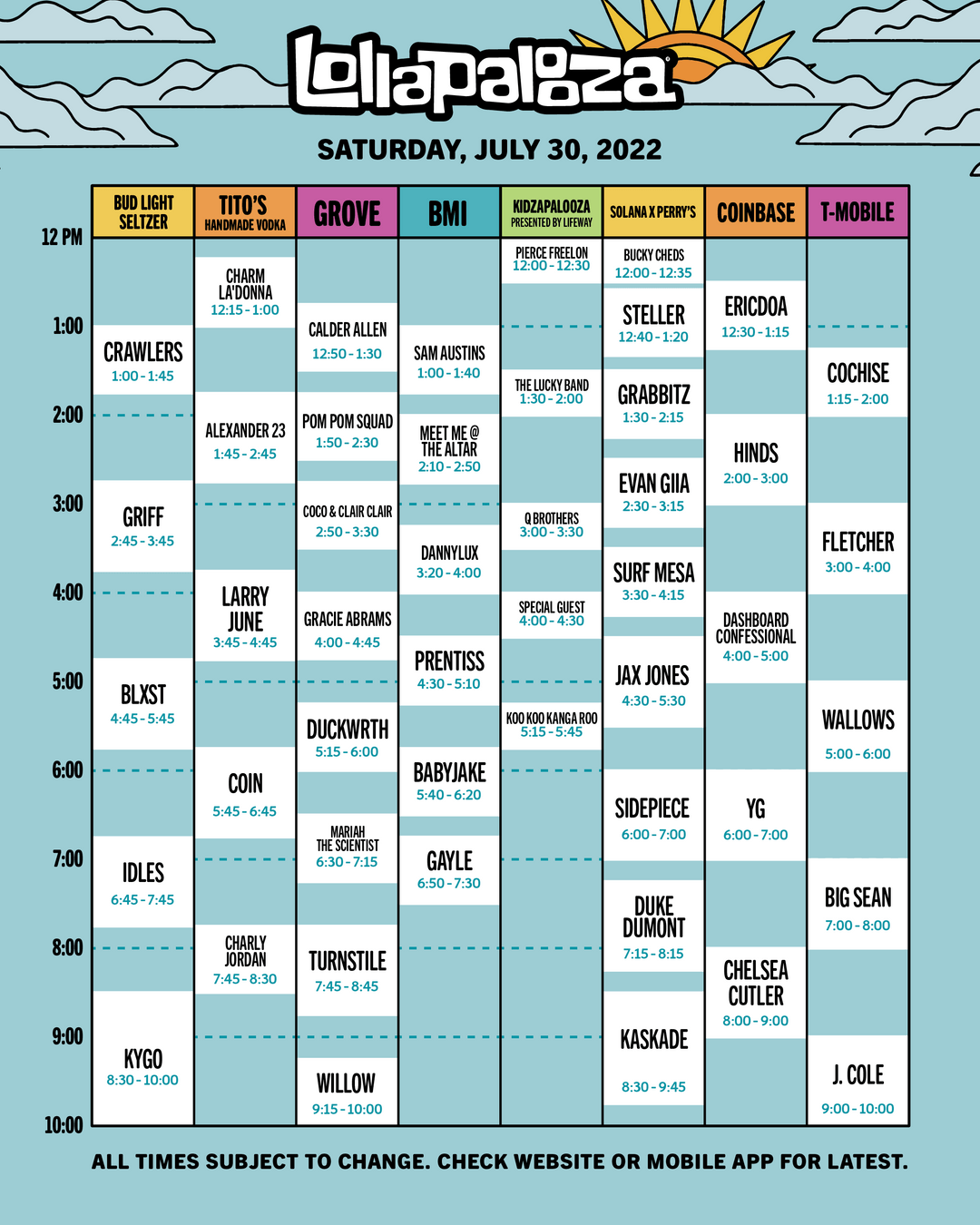 2022 Lollapalooza Schedule Announced 3