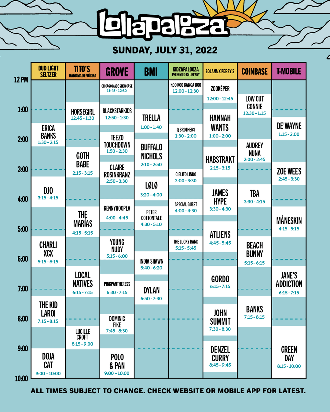 2022 Lollapalooza Schedule Announced 4