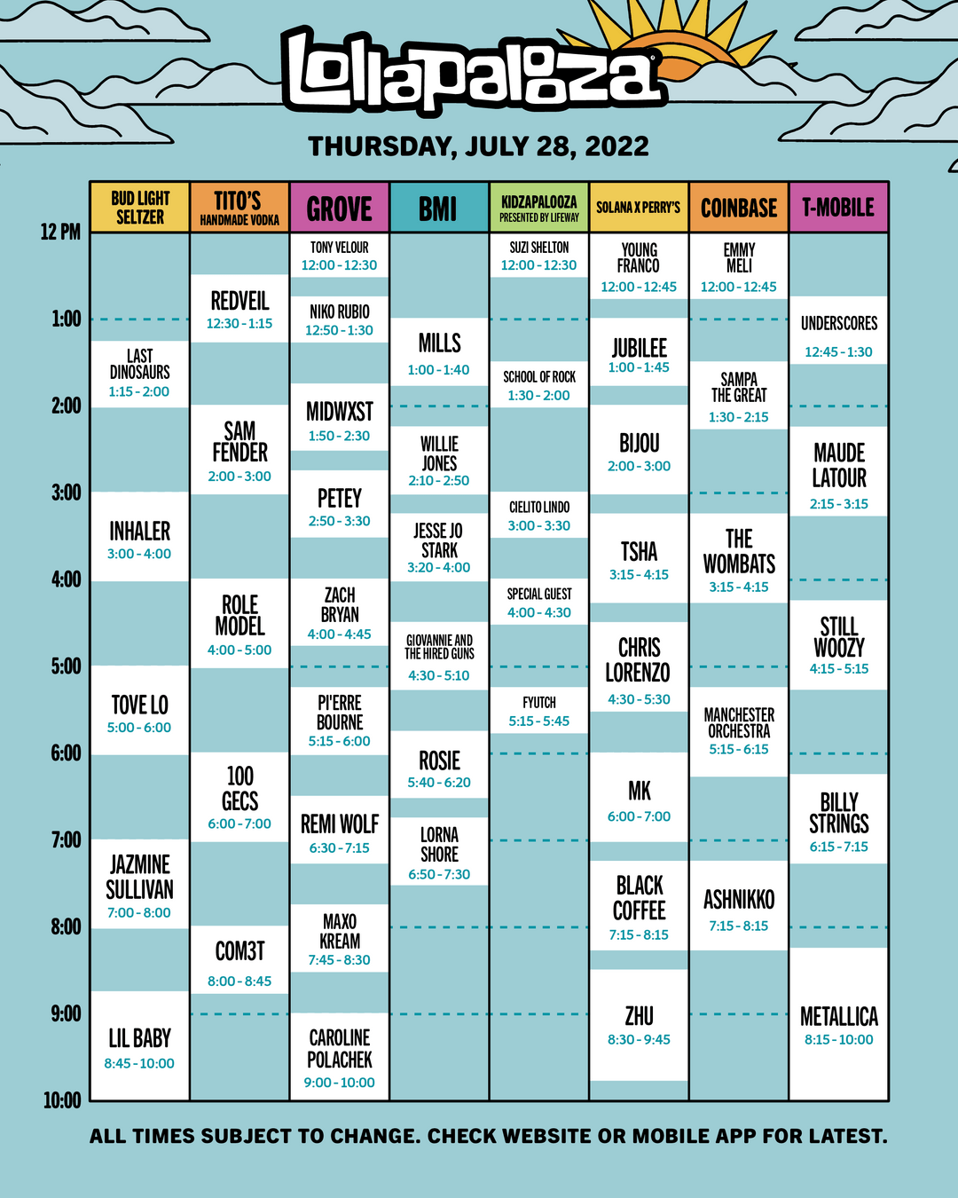 2022 Lollapalooza Schedule Announced 1
